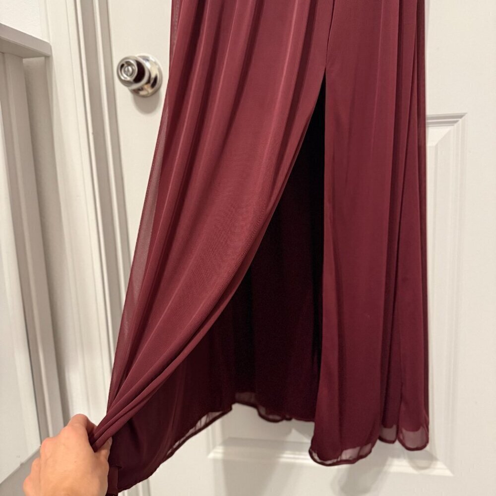 Davids Bridal Burgundy Chiffon Bridesmaid Dress Womens Size 10 - Picture 9 of 9